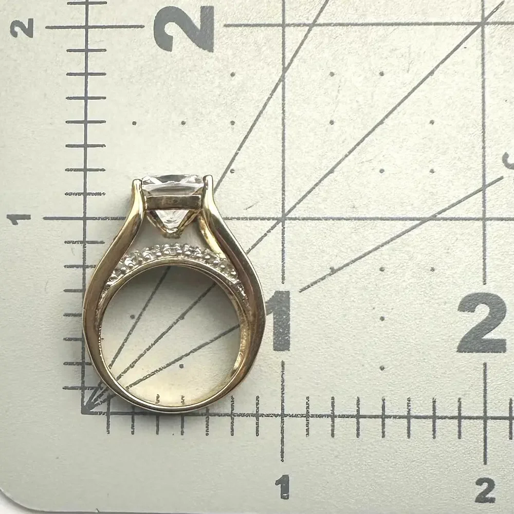 Key Star 925 sterling silver gold vermeil cubic zirconia cocktail ring size 7.5